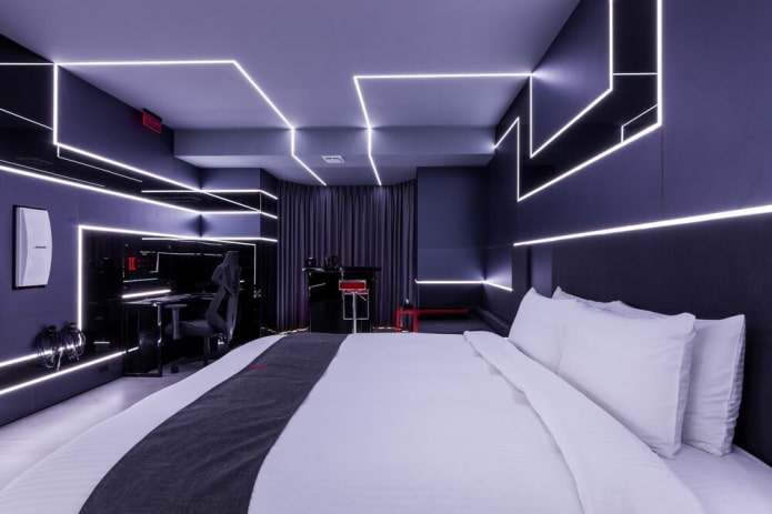 augsto tehnoloģiju guļamistabas krāsu palete