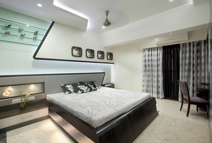 yüksek teknoloji yatak odası iç tasarımı