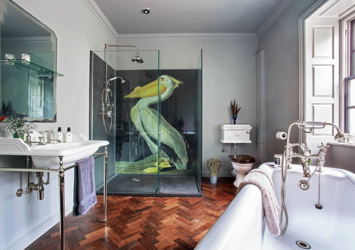 vonios kambario interjeras eklektiško stiliaus