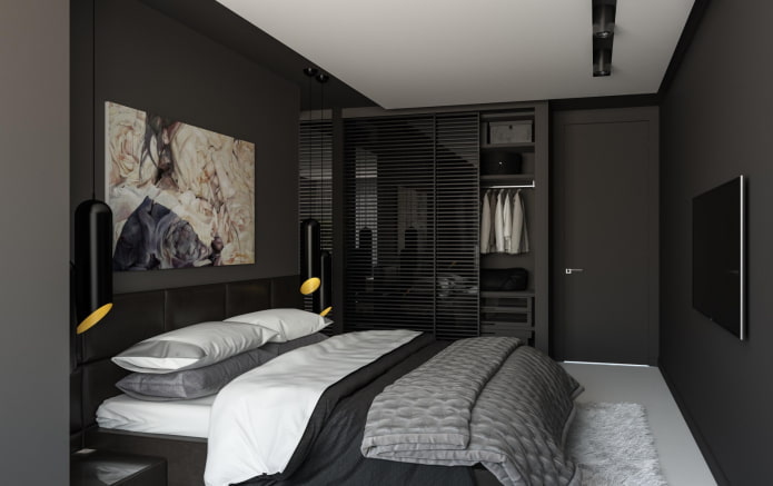 ložnice v černém v moderním stylu