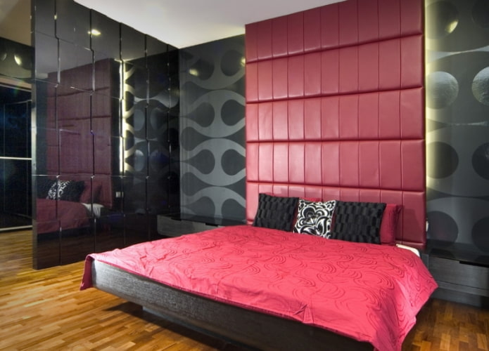 phòng ngủ màu đen và hồng