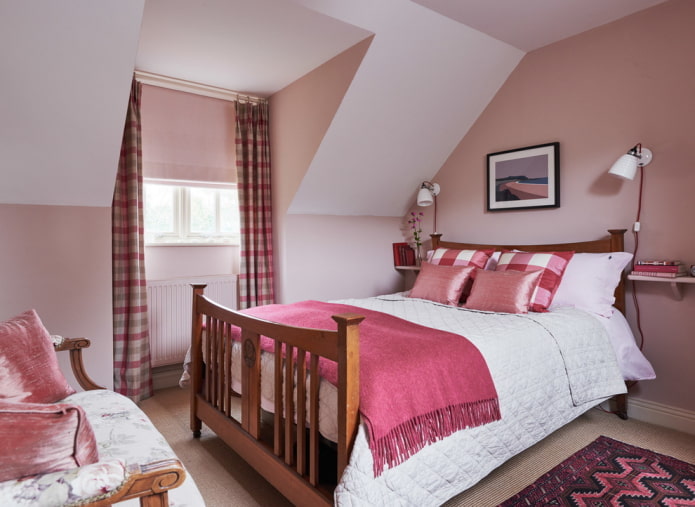 текстил в интериора на спалнята в розови тонове