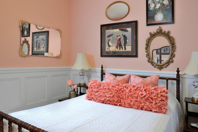 decor în interiorul dormitorului în tonuri roz