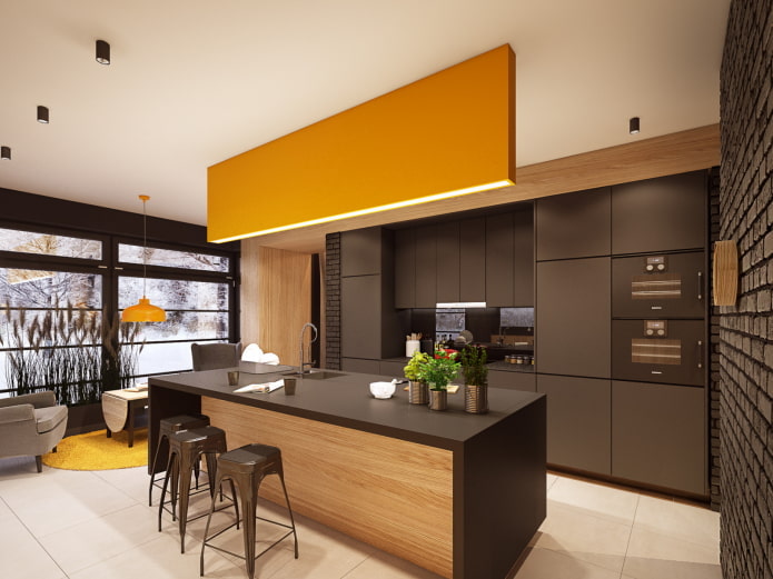 virtuves interjerā modernā stilā