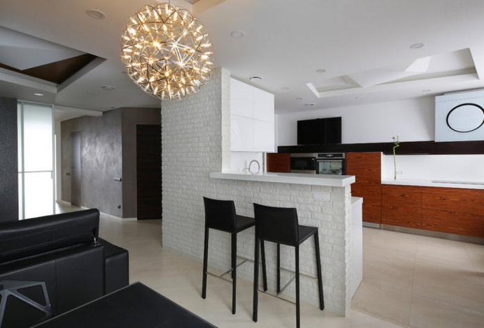 interni moderni cucina-soggiorno