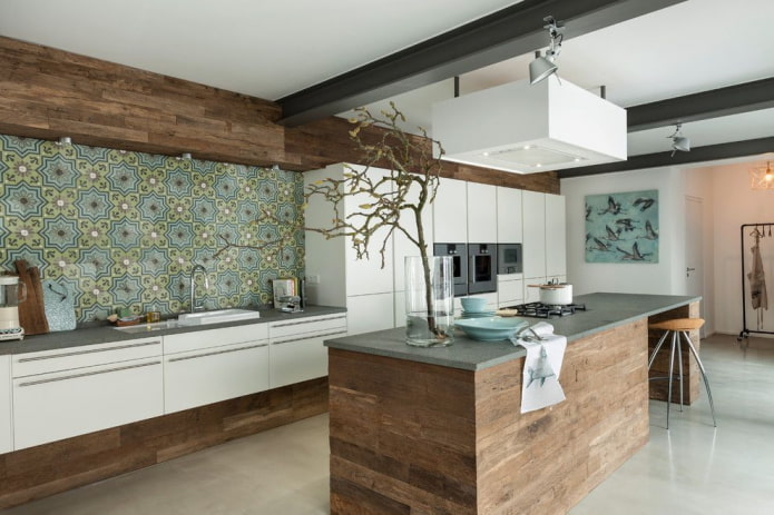 dekors virtuves interjerā modernā stilā