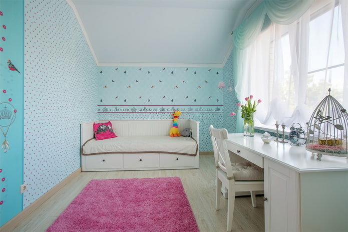 cameră pentru copii în stil Provence albastru