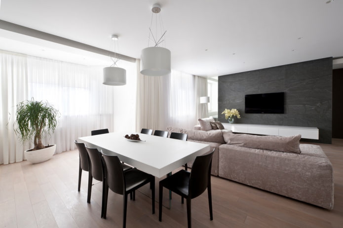 dizajn interiéru obývacia izba-jedáleň