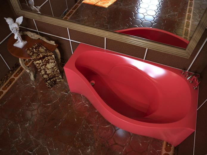 אמבטיה פינתית אדומה