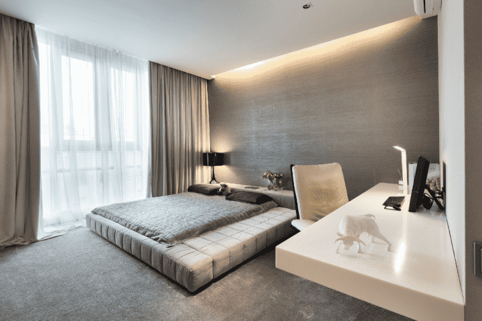 barevné schéma ložnice v minimalistickém stylu