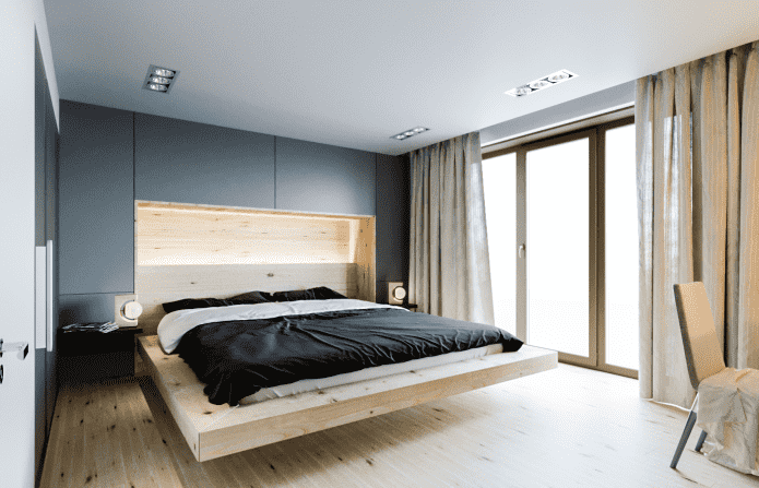טקסטיל בפנים חדר השינה בסגנון מינימליסטי