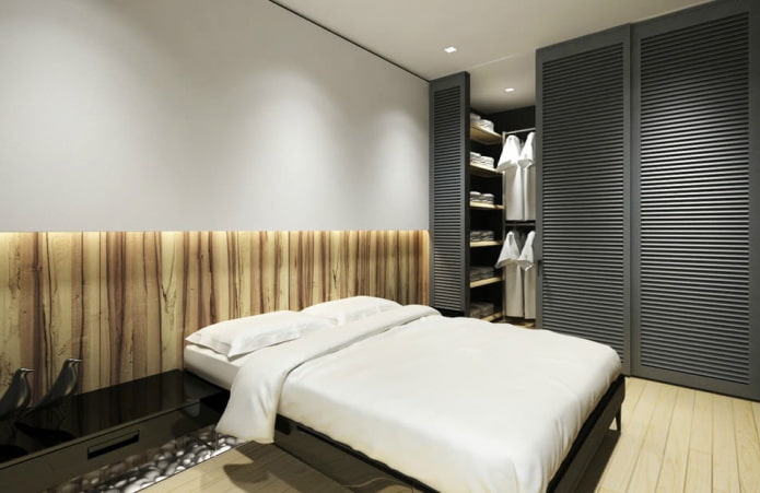 mobilier în interiorul dormitorului într-un stil minimalist