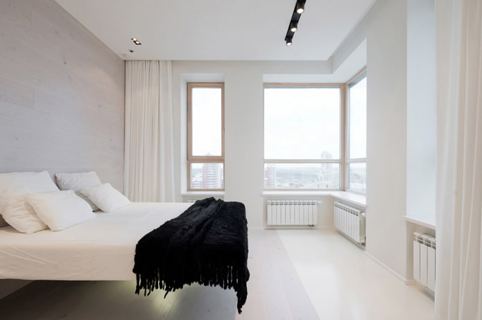 tekstiler i det indre af soveværelset i en minimalistisk stil