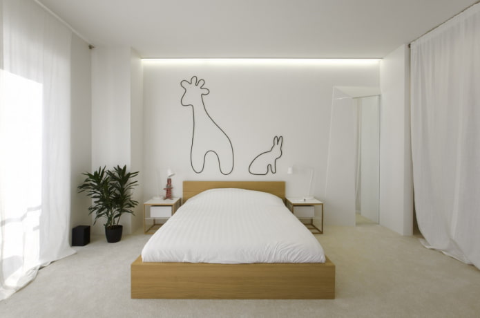 decoració a l'interior del dormitori en un estil minimalista
