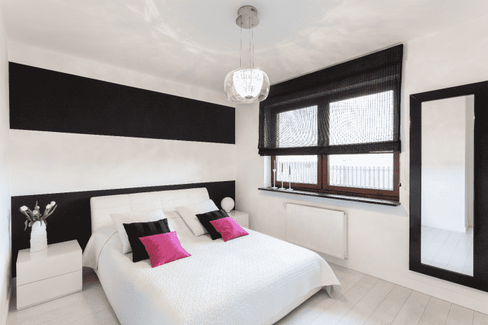 kleurenschema van de slaapkamer in een minimalistische stijl