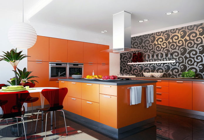 keittiön sisätiloissa taustakuva oranssilla sävyillä
