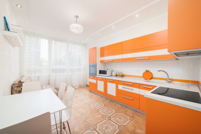 ديكور المطبخ بألوان برتقالية