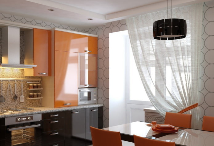 ورق حائط في داخل المطبخ بألوان برتقالية