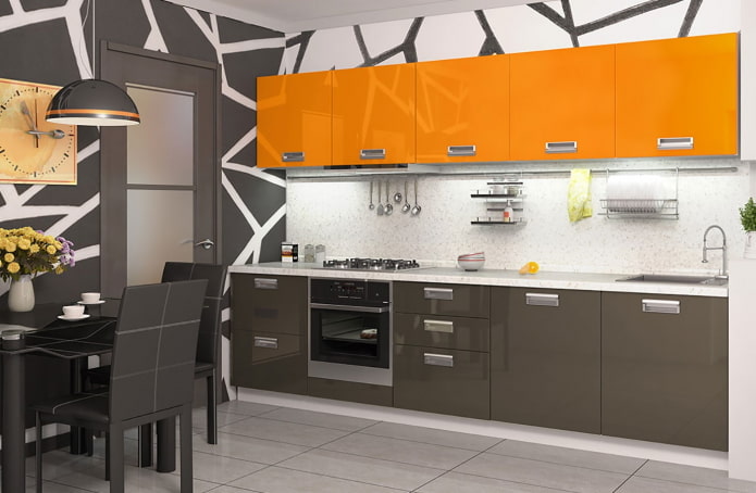 ورق حائط في داخل المطبخ بألوان برتقالية