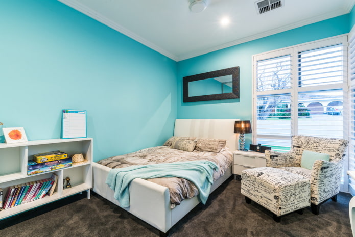 màu xanh lam trong nội thất phòng ngủ