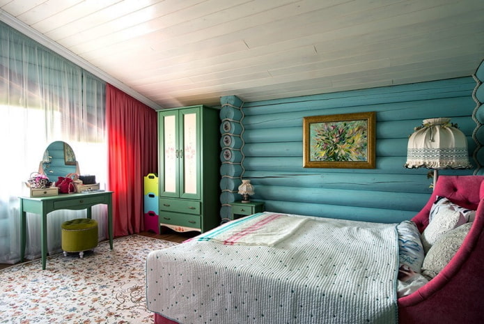 thiết kế nội thất phòng ngủ màu xanh