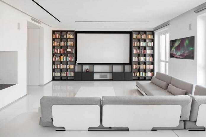 vybavení obývacího pokoje v minimalistickém stylu