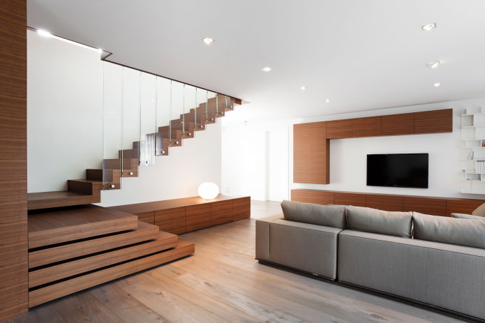 reka bentuk dalaman ruang tamu dengan gaya minimalis
