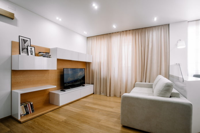 zariadenie obývacej izby v minimalistickom štýle