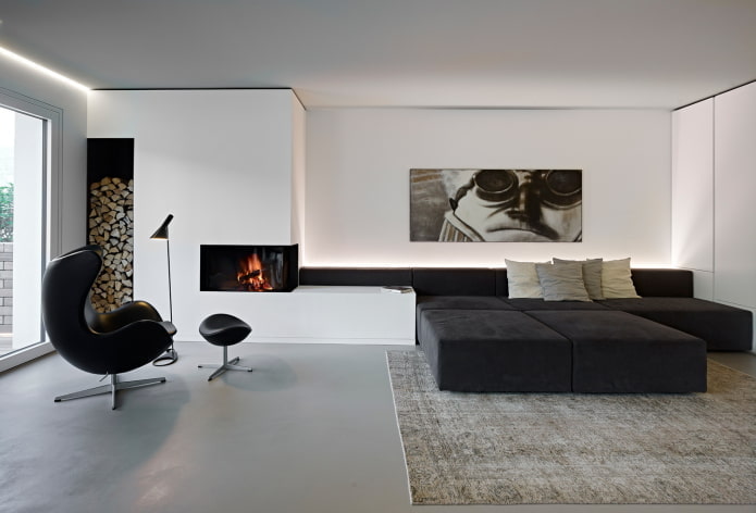 interiorisme de la sala d’estar en un estil minimalista