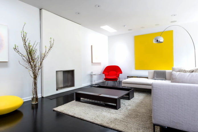 design interior cameră de zi într-un stil minimalist