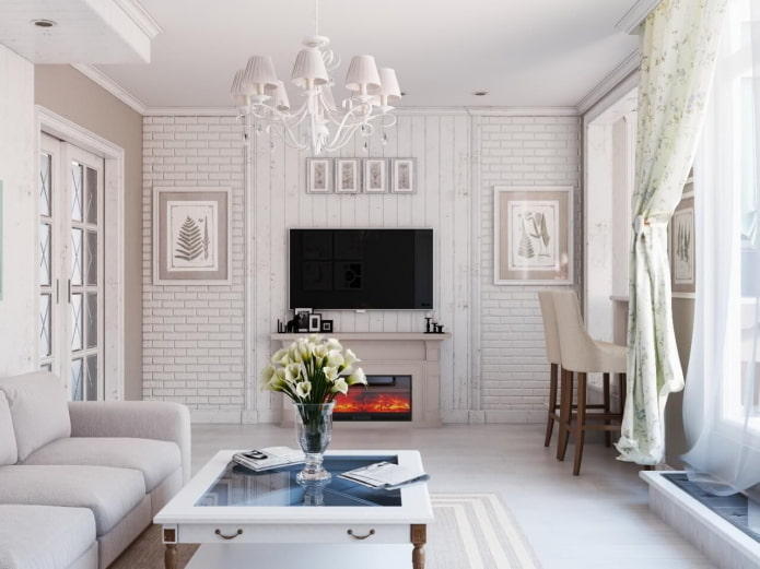 sufragerie în culori albe în stil Provence