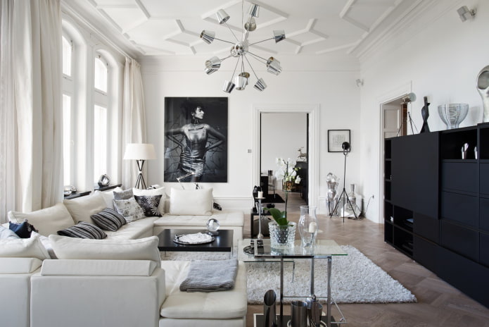 meubels in de woonkamer in witte kleuren