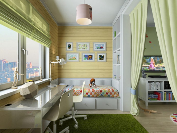 зонален избор на детската стая в интериора на хола