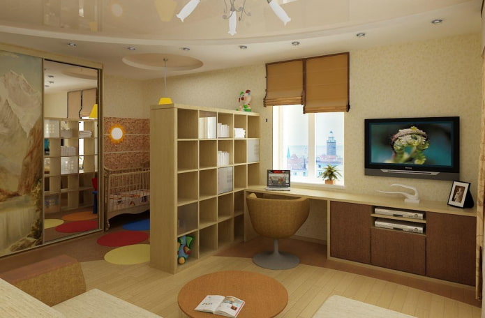 dispunerea camerei de zi combinate pentru copii