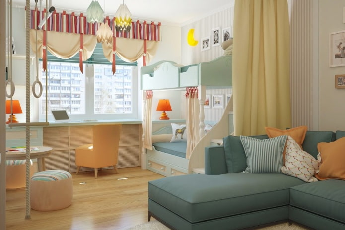 design interiéru kombinovaného dětského obývacího pokoje