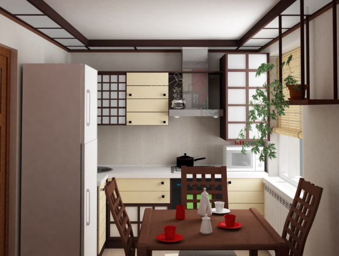 kuchyňský interiér v japonském stylu