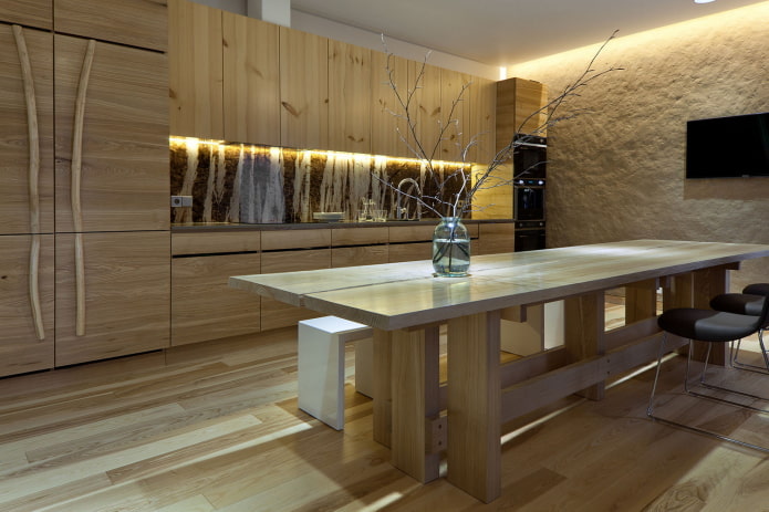 Japoniško stiliaus virtuvės interjero dizainas