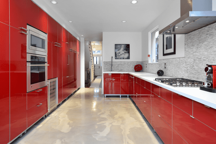 hiasan dapur dengan warna merah