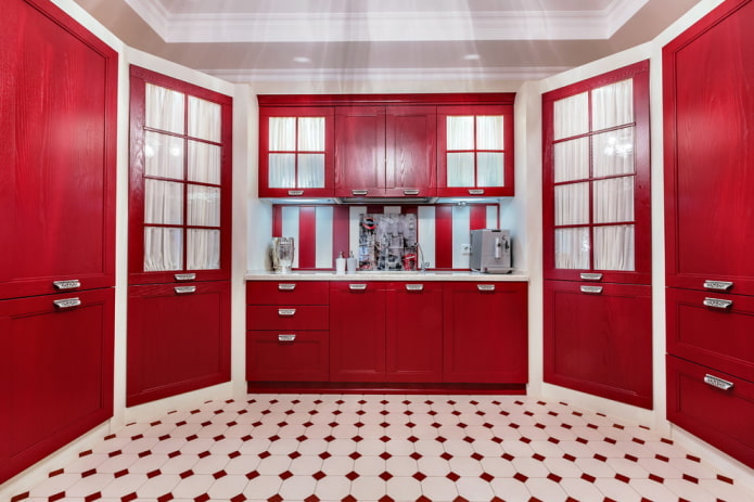 hiasan dapur dengan warna merah