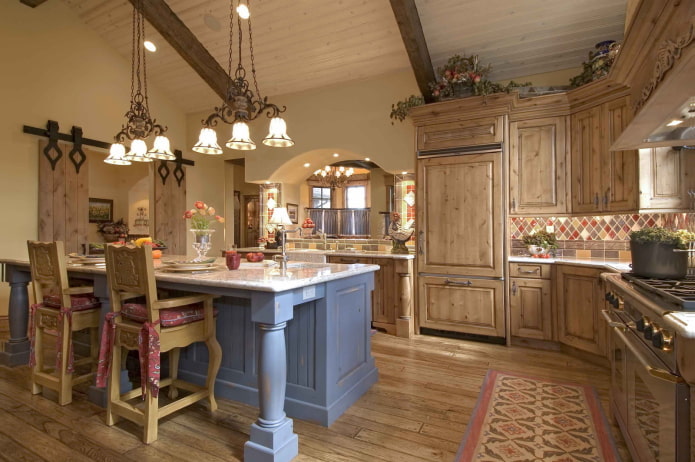 wnętrze kuchni w rustykalnym stylu wiejskim