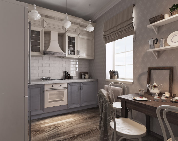 Прованс стил в интериора на сива кухня