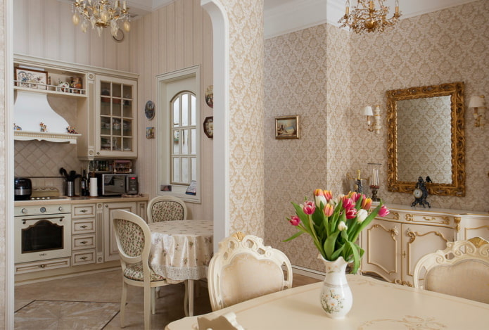 trang trí nội thất của một nhà bếp cổ điển