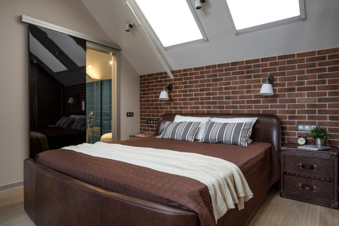 endüstriyel tarz tavan arası yatak odası