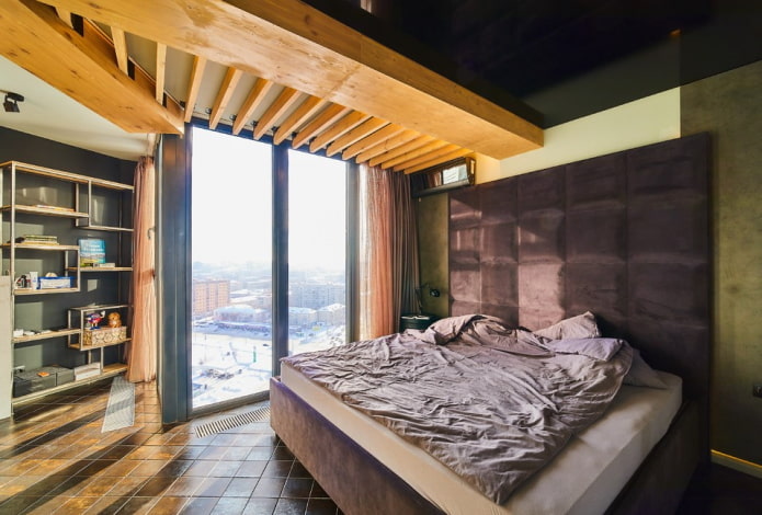 dormitor bărbătesc în stil industrial