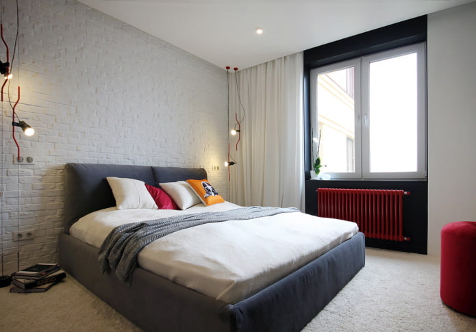 design malé ložnice v industriálním stylu