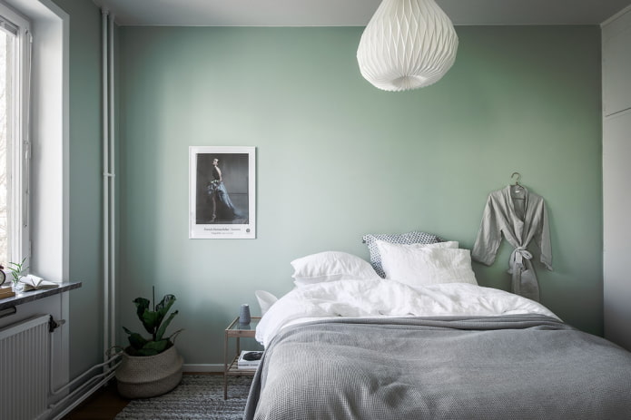 schema de culori a dormitorului în stil nordic