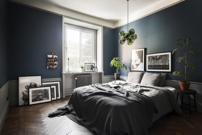 kleurenschema van de slaapkamer in Scandinavische stijl