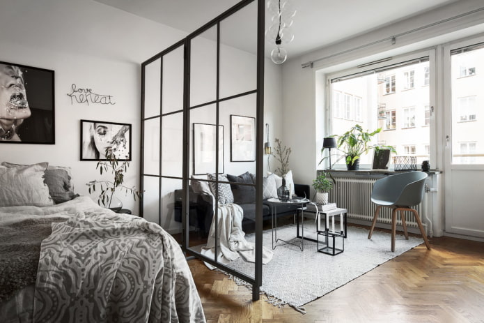 Design ložnice a obývacího pokoje ve skandinávském stylu