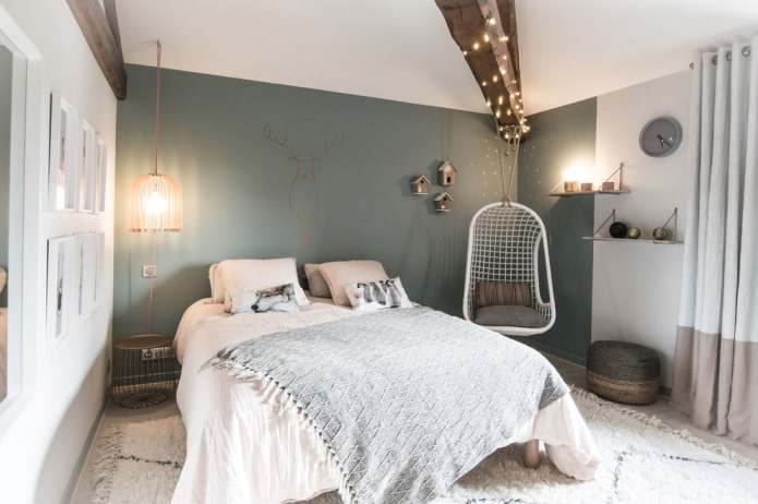 İskandinav tarzında yatak odası dekorasyonu