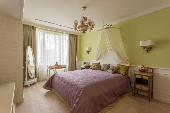 tèxtils i decoració a l'interior del dormitori a l'estil provençal